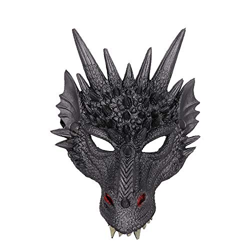 Himine Cosplay Mask Dragons Head Mask for Festival Party Halloween Black - Image 1