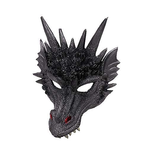 Himine Cosplay Mask Dragons Head Mask for Festival Party Halloween Black - Image 5