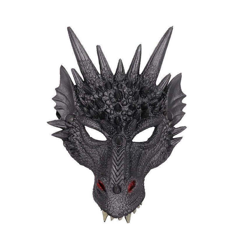 Himine Cosplay Mask Dragons Head Mask for Festival Party Halloween Black - Image 3