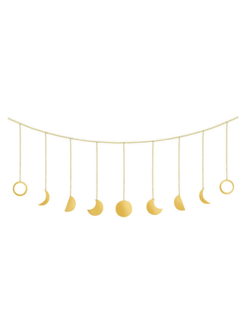 SOLARAE Moon Garland Hanging Wall Gold Moon Garland Boho Wall Art Moon Wall Decor with Chains, Moon Phase Wall Hanging Boho Shinging Hanging Moon Ornaments for Home Bedroom Living Room Dorm Office - Image 2