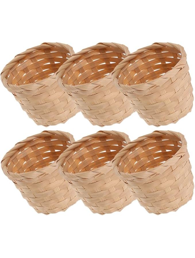 🌿 سلة منسوجة صغيرة 6 قطع 7.5 × 7.5 × 6 سم لديكور حديقة الجنائن والمنازل الريفية - Image 1