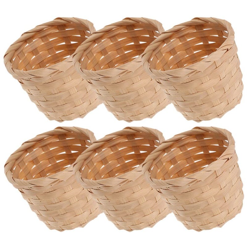 🌿 سلة منسوجة صغيرة 6 قطع 7.5 × 7.5 × 6 سم لديكور حديقة الجنائن والمنازل الريفية - Image 2