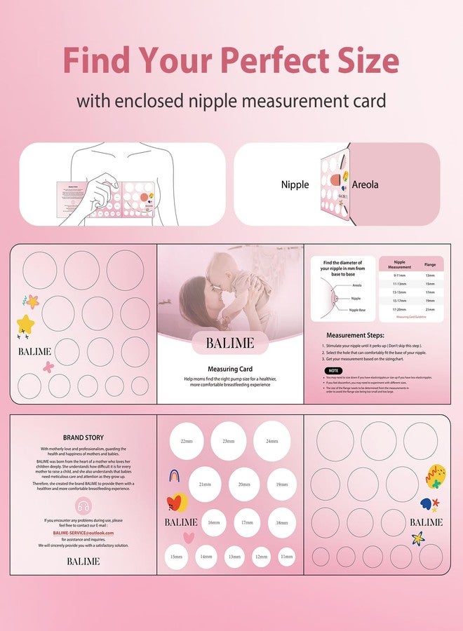 BALIME Flange Inserts 13/15/17/19/21mm 10PCS for 24mm Flange/Shields of All Pumps, Nipple Measurement Tool, Cleaning Brush, Feeding Essentials for New Moms Flange Sizing Kit - Image 4