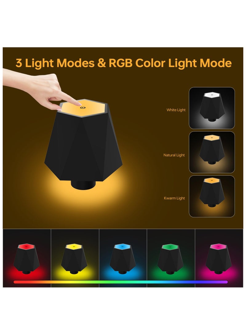 SYOSI مصباح طاولة LED، مصباح زجاجة نبيذ LED، مع وضع إضاءة التنفس RGB، مصباح طاولة لمسة محمول بدون سلك، 3 ألوان خافتة غير محدودة لإضاءة زجاجات النبيذ الزخرفية، للمقاهي، والمطاعم (أسود) - Image 2