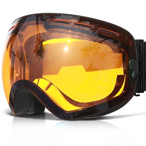 COPOZZ Ski Goggles, G1 OTG Snowboard Snow Goggles for Men Women Youth, Interchangeable Double Layer Anti Fog UV Protection Lens, Polarized Goggles Available (G1-Black Frame Amber Lens(VLT 40.2%)) - Image 1