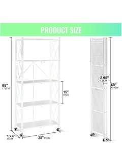 SKY-TOUCH Foldable Storage Shelves 5 Tier Storage Racks Kitchen Cabinet Shelf Storage Multipurpose Rack for Living Room Bedroom Kitchen Garage Easy Assembly White  - Image 4