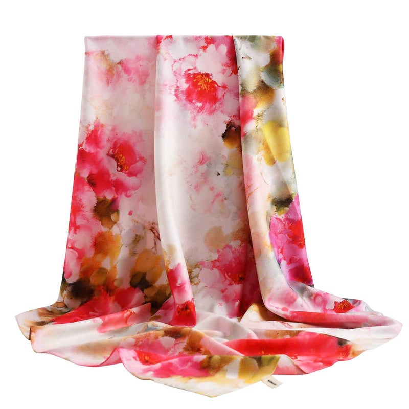 vimate 100% Silk Head Scarf, 35 Inch Pure Silk Hair Scarf Handband For Women Sleeping Natural Hair (Pattern 15) - Image 1