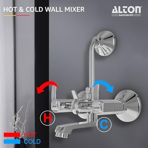 ALTON QBA9125 Brass Wall Mixer With 3-Function, 4-INCH Overhead Shower Set and 190mm Bend Pipe (Chrome) - Image 5