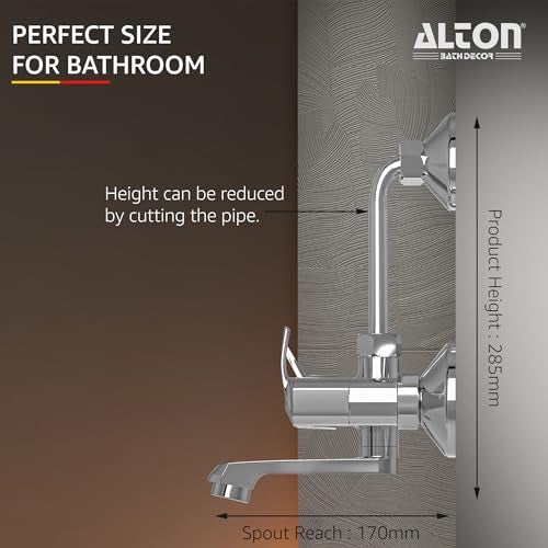 ALTON QBA9125 Brass Wall Mixer With 3-Function, 4-INCH Overhead Shower Set and 190mm Bend Pipe (Chrome) - Image 2