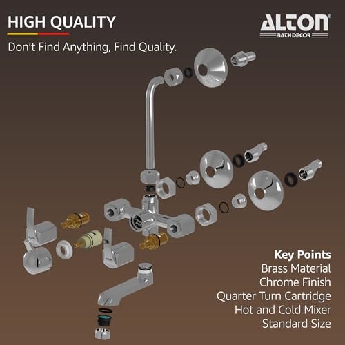 ALTON QBA9125 Brass Wall Mixer With 3-Function, 4-INCH Overhead Shower Set and 190mm Bend Pipe (Chrome) - Image 3