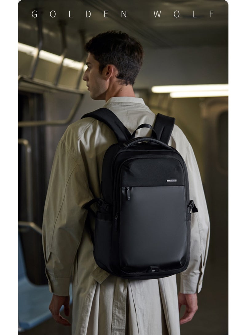 Golden Wolf GB00916 Golden Wolf Laptop Backpack for 15.6-inch Notebook - Water-Resistant Casual Travel and Business Backpack with Multi-Compartments - Image 2