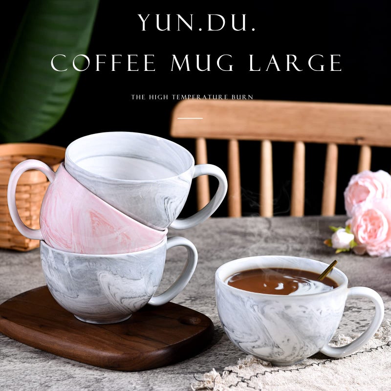 Yundu 20 oz Mr and Mrs Coffee Mugs, Wedding Gifts, Engagement Gifts for Couples, Bridal Gift, Ceramic Marble Coffee Mug Set of 2 - Image 2