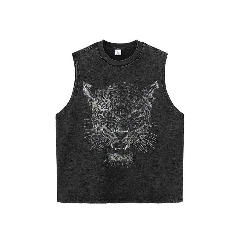 Hiphop National Trendy Heavy Washing Old Half Sleeve T-Shirt Men'S And Women'S Hip Hop Loose All-Match Antique Short Sleeve Tee - Image 3