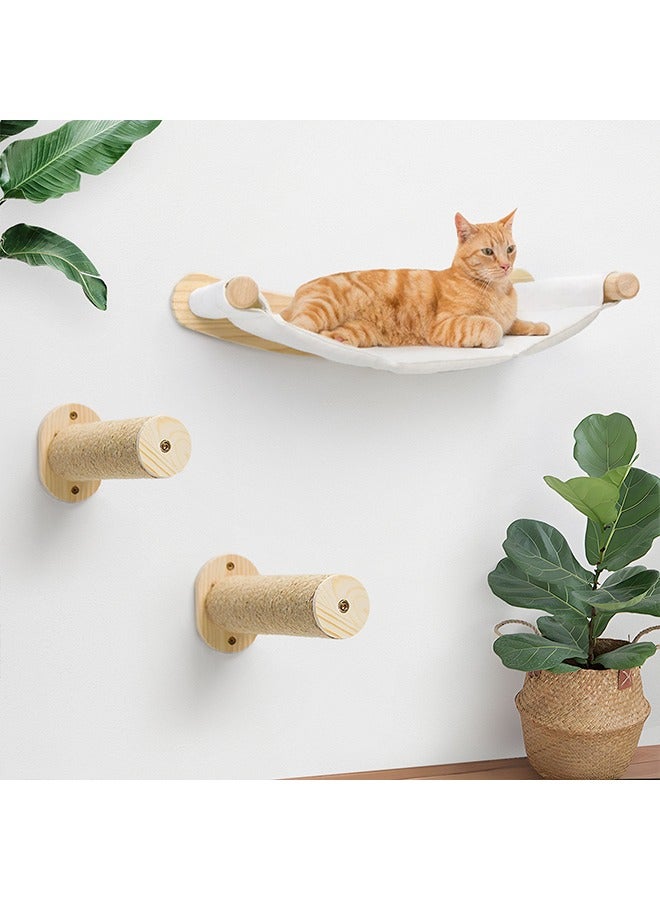 Lsgddm Cat Wall Hammock, Cat Climbing Shelves with 2 Steps, Wall Mounted Furniture Bed and Perches for Climbing, Sleeping, Playing, for Indoor Large Cats or Kitty - Image 1
