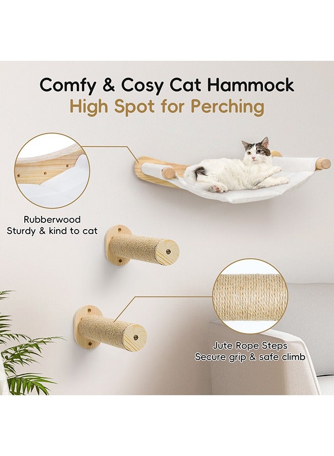 Lsgddm Cat Wall Hammock, Cat Climbing Shelves with 2 Steps, Wall Mounted Furniture Bed and Perches for Climbing, Sleeping, Playing, for Indoor Large Cats or Kitty - Image 2