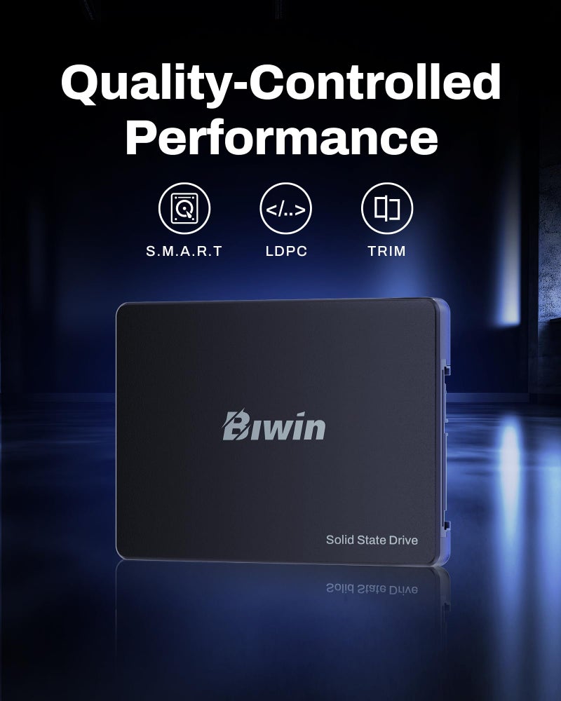 Biwin M100 256GB SSD 2.5" SATA III High Speed 550MB/s Internal SSD Heavy Duty Low Power Consumption Shock Proof PS4 Compatible 3 Years Warranty - Image 4