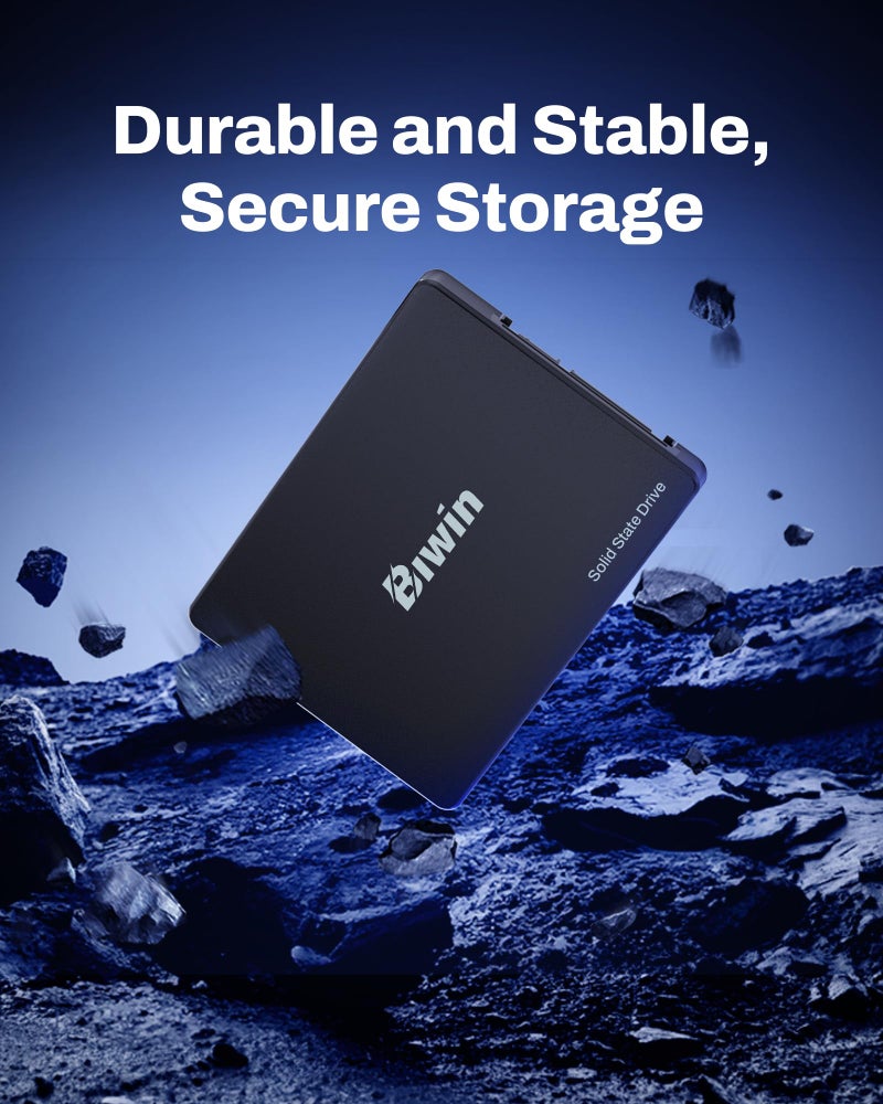 Biwin M100 256GB SSD 2.5" SATA III High Speed 550MB/s Internal SSD Heavy Duty Low Power Consumption Shock Proof PS4 Compatible 3 Years Warranty - Image 3