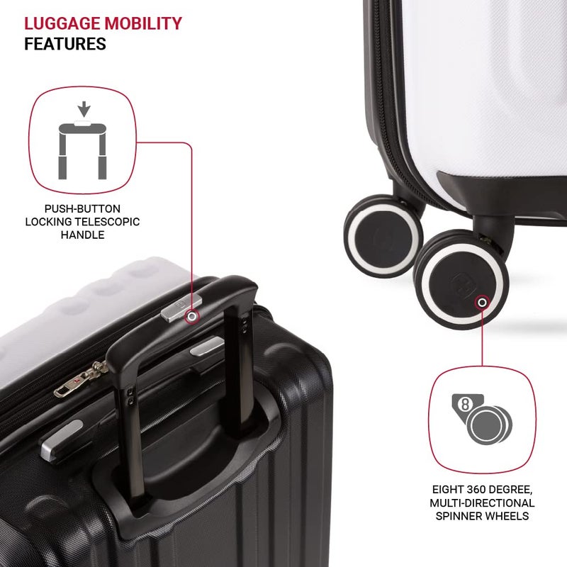 SWISSGEAR حقائب سفر سويس جير 8028 الصلبة القابلة للتوسيع، أسود/أبيض، كبيرة مقاس 28 إنش، مفحوصة - Image 2