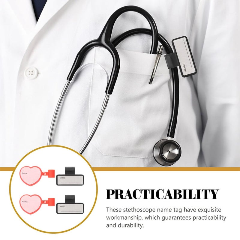4 Pieces Stethoscope Name Tags Plastic Identification Cards With Clip For Nurses - Image 4