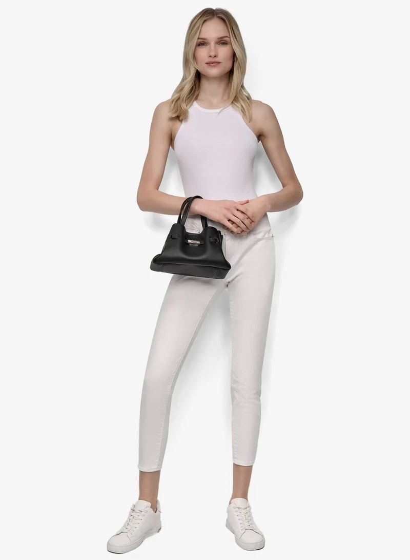 DKNY black/silver Bryar Logo Top Handle Satchel for Women | Best Price UAE