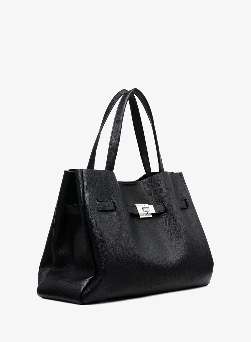 DKNY black/silver Bryar Logo Top Handle Satchel for Women | Best Price UAE