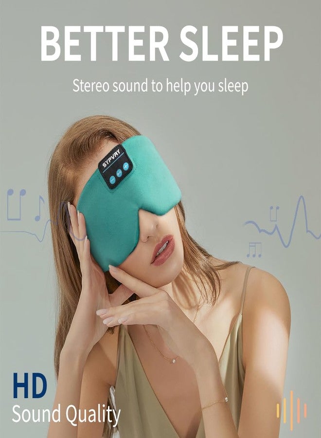 SYPVRY Sleep Headphones Eye Mask Soft Headband Headphones Wireless Sleeping Mask with Ultra-Thin Headset, Side Sleeper Adjustable Sleep Mask,Turquoise - Image 4