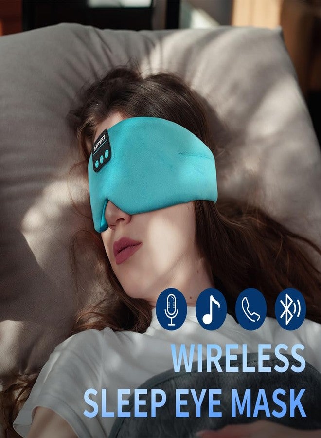 SYPVRY Sleep Headphones Eye Mask Soft Headband Headphones Wireless Sleeping Mask with Ultra-Thin Headset, Side Sleeper Adjustable Sleep Mask,Turquoise - Image 5