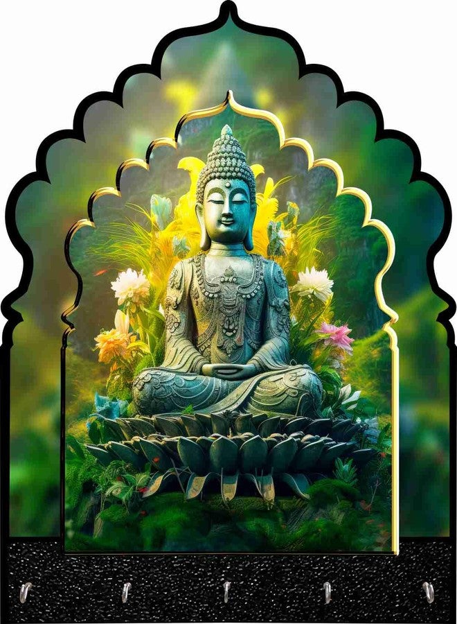 CRAFTZO Wall Key Holder Wooden Buddha Design Key Holders with Mobile Stand for Wall Decor (CZ-KH-950-BUDDHA) - Image 1
