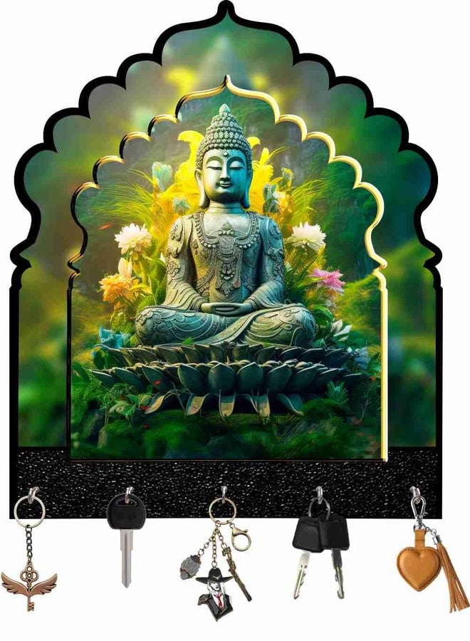 CRAFTZO Wall Key Holder Wooden Buddha Design Key Holders with Mobile Stand for Wall Decor (CZ-KH-950-BUDDHA) - Image 3