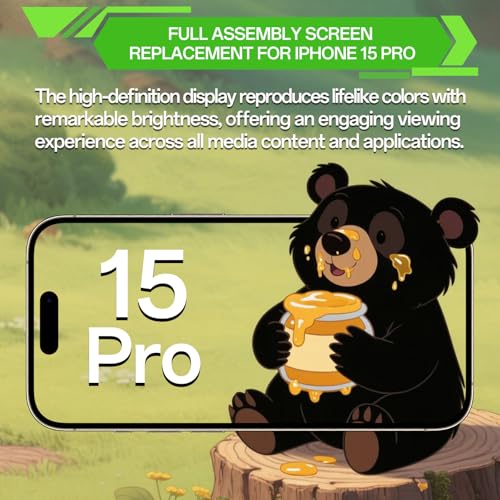DGSCSMY Screen Replacement for iPhone 15 Pro 6.1" LCD Display Digitizer 3D Touch Waterproof Adhesive Sticker Magnetic Screw Mat Full Assembly Repair Fix Tools Kit A3102 A2848 A3101 A3104 - Image 2