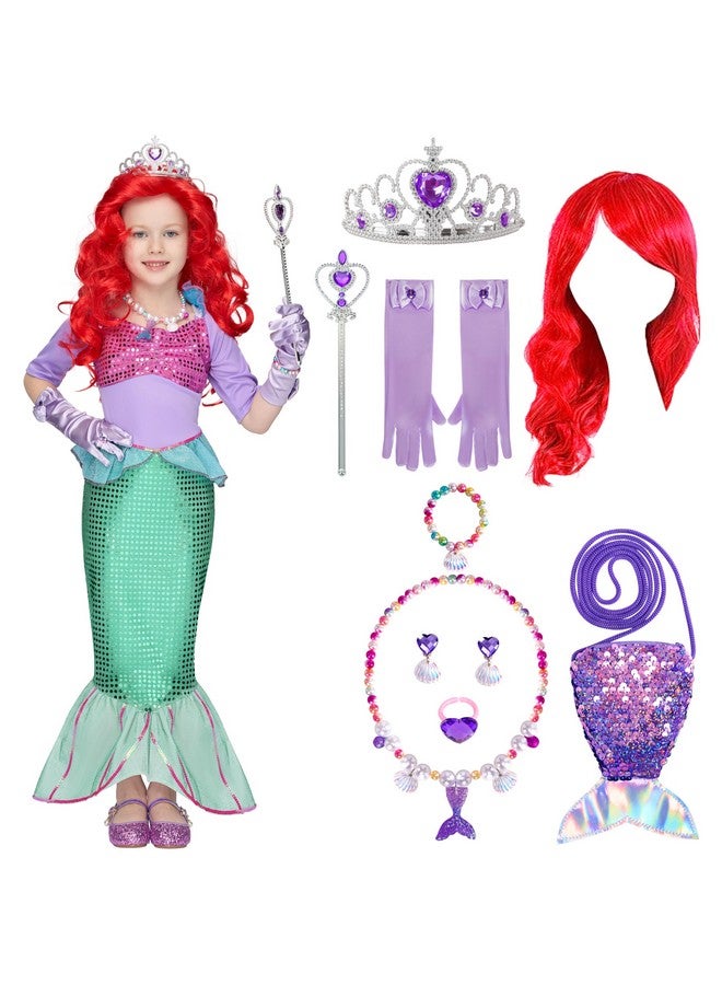 Spooktacular Creations Spooktacular Creations Halloween Little Mermaid Costume for Girls, Sequin Mermaid Dress Set, Light Purple Princess Dress for Toddler Dress-Up, Cosplay Party (Small, 5-7 yrs)  - Image 3