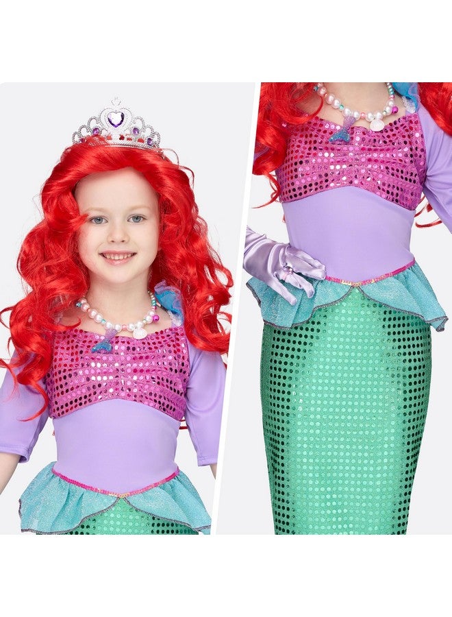 Spooktacular Creations Spooktacular Creations Halloween Little Mermaid Costume for Girls, Sequin Mermaid Dress Set, Light Purple Princess Dress for Toddler Dress-Up, Cosplay Party (Small, 5-7 yrs)  - Image 5
