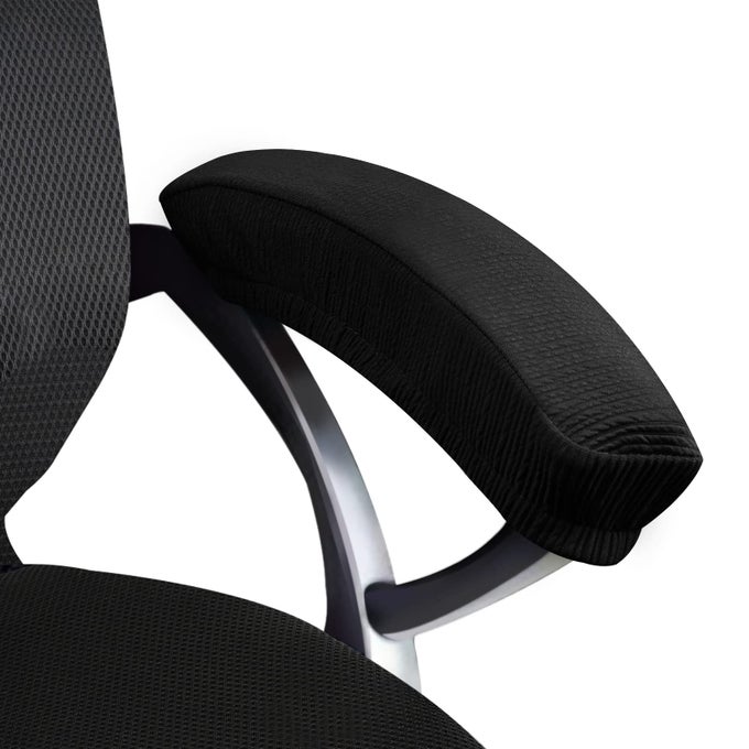 2 PCS POLYESTER REMOVABLE MACHINE WASHABLE OFFICE CHAIR ARMREST SLIPCOVERS COVERS LENGTH30CM BLACK