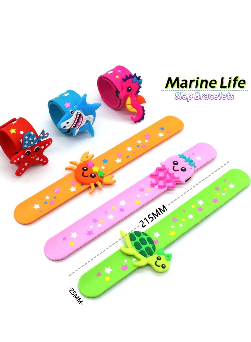 SYOSI 6 pack Marine Life Slap Bracelets Party Favors for Kids Goodie Bag Stuffers for Boys Girls Marine Life Theme Party Supplies Carnival Prizes Suit Classroom Exchanging Gifts  - Image 2