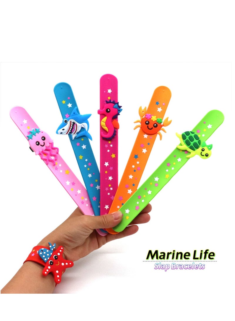 SYOSI 6 pack Marine Life Slap Bracelets Party Favors for Kids Goodie Bag Stuffers for Boys Girls Marine Life Theme Party Supplies Carnival Prizes Suit Classroom Exchanging Gifts  - Image 4
