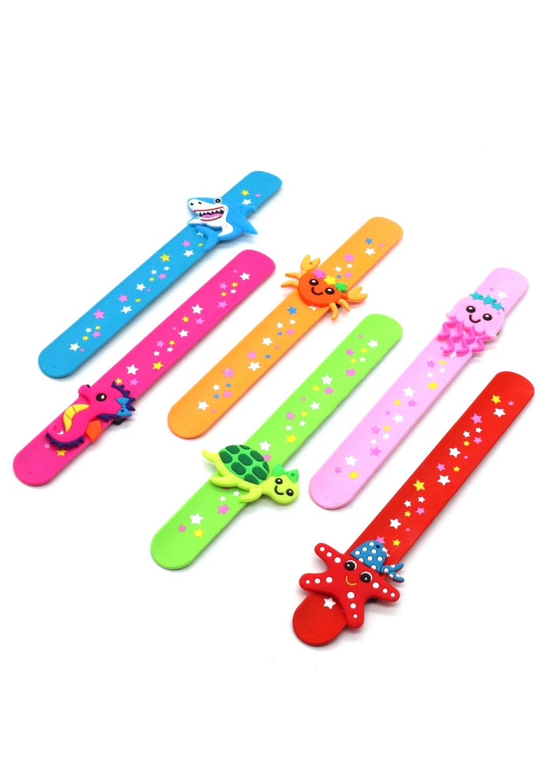 SYOSI 6 pack Marine Life Slap Bracelets Party Favors for Kids Goodie Bag Stuffers for Boys Girls Marine Life Theme Party Supplies Carnival Prizes Suit Classroom Exchanging Gifts  - Image 5