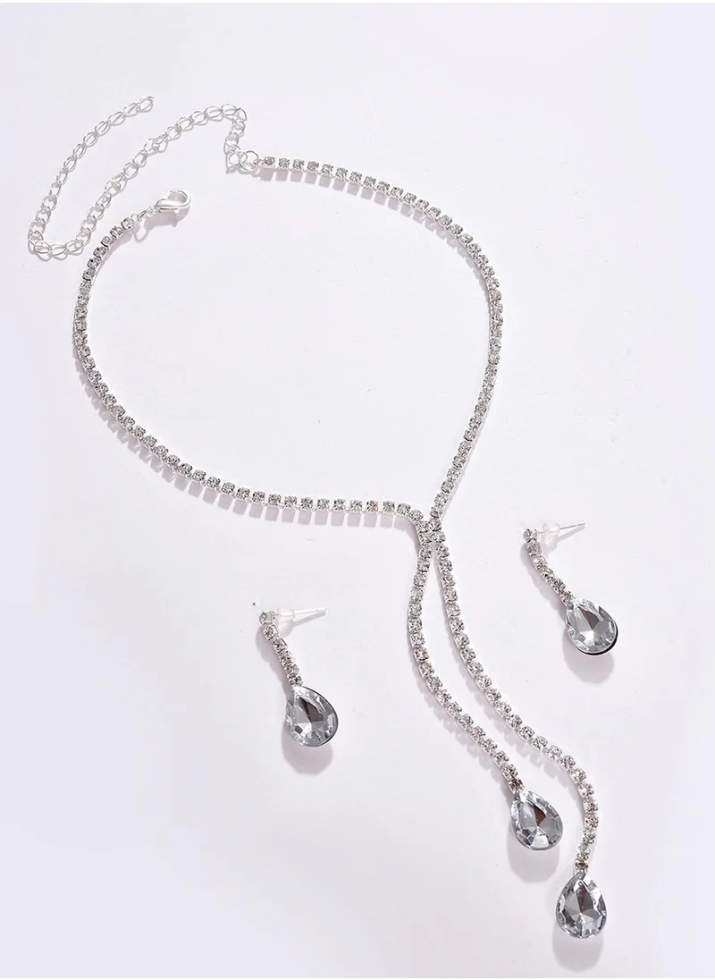 SOHI White Stones-Studded Jewellery Set