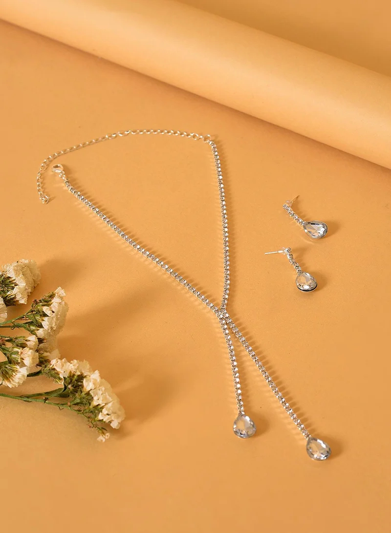 SOHI White Stones-Studded Artificial Jewellery Set