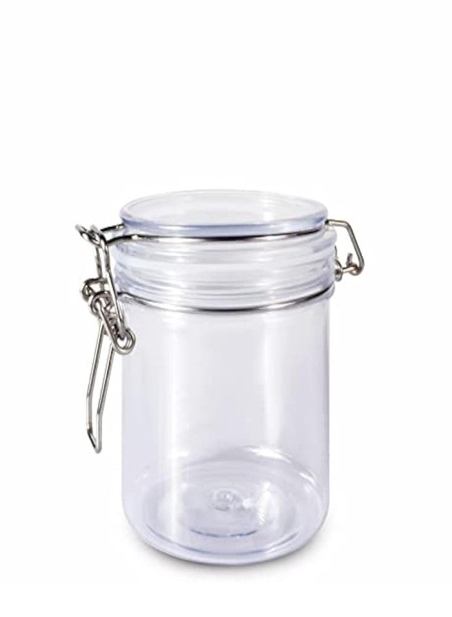 Lokusel 1 Pcs 500ml PET Plastic Storage Jars with Airtight Hinged Lids,Durable Clear Wide Mouth canning Jars for Food Storage Oats Canning Cereal Pasta Sugar Coffee Nuts Spices - Image 1
