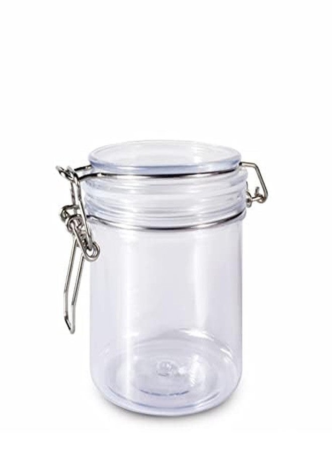 Lokusel 1 Pcs 500ml PET Plastic Storage Jars with Airtight Hinged Lids,Durable Clear Wide Mouth canning Jars for Food Storage Oats Canning Cereal Pasta Sugar Coffee Nuts Spices - Image 2