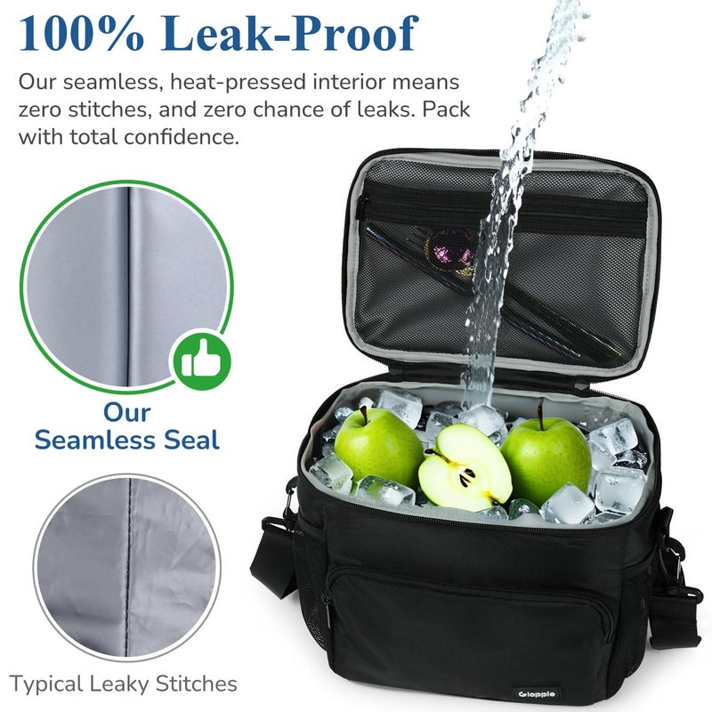 Gloppie Flight Crew Lunch Bag with Luggage Trolley Sleeve - Professional Insulated Cooler Bag for Flight Attendants & Pilots, Leakproof Lunch Box with Reinforced Structure for Travel & Work, Black - Image 5