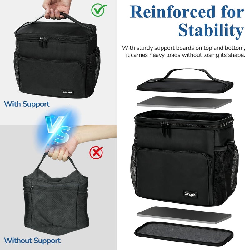 Gloppie Flight Crew Lunch Bag with Luggage Trolley Sleeve - Professional Insulated Cooler Bag for Flight Attendants & Pilots, Leakproof Lunch Box with Reinforced Structure for Travel & Work, Black - Image 4