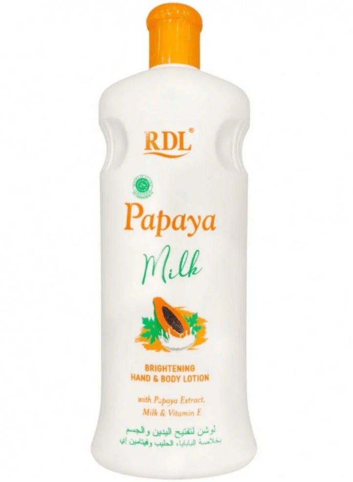 ار دي ال لوشن تفتيح اليدين والجسم بحليب البابايا من آر دي إل، أبيض، 600 مل - Image 1