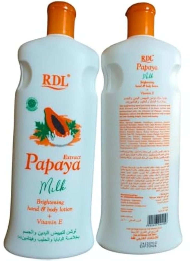 ار دي ال لوشن تفتيح اليدين والجسم بحليب البابايا من آر دي إل، أبيض، 600 مل - Image 2