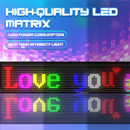 FAHKNS Programmable LED Sign Matrix Panel, Flexible Huge Bright Advertising Scrolling LED Sign, Bluetooth App Control LED Sign for Car Shop Store Advertising Party Bar, 19''x5'' - Image 4