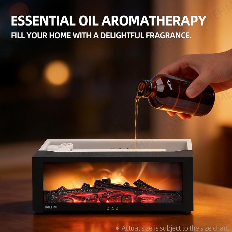 TMEHM Fireplace Flame Air Diffuser Humidifier,7 Colors Aromatherapy Essential Oil Diffuser,Ultrasonic Aroma Humidifier with Timer for Home,Bedroom,Office,Yoga (BlackB, L) - Image 4