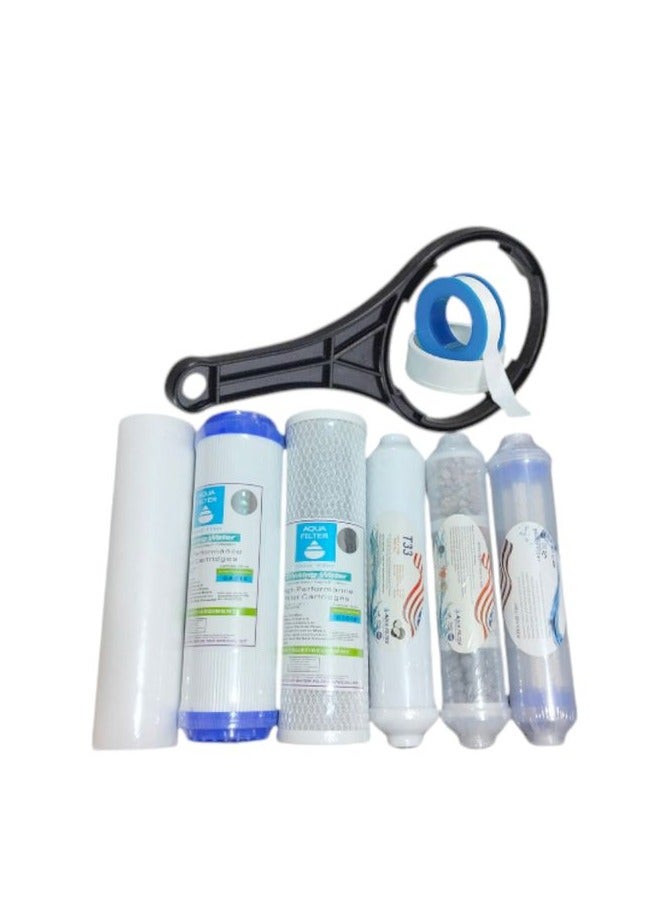 Aqua 6-stage filter candle set + water filter wrench + Teflon reel