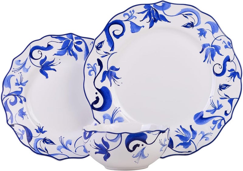 222 Fifth Ayla 12Piece Dinnerware Set  Service for 4 Durable Porcelain Includes Dinner Plates Salad Plates and Cereal Bowls for Everyday Dining  Entertainment Microwave  Dishwasher Safe - Image 2