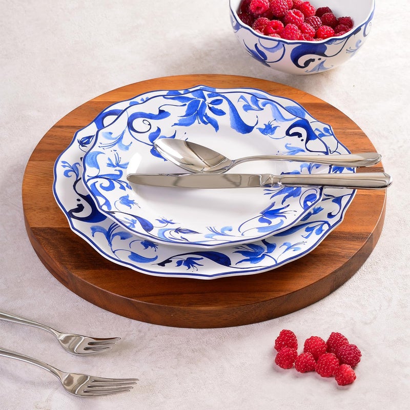 222 Fifth Ayla 12Piece Dinnerware Set  Service for 4 Durable Porcelain Includes Dinner Plates Salad Plates and Cereal Bowls for Everyday Dining  Entertainment Microwave  Dishwasher Safe - Image 4