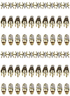 Maitys 60 Pieces Skull Nail Charms Spider Skull 3D Spider With Rhinestones Vintage Alloy Skeleton Hand Nail Art Jewelry Decor Nail Art Glitters For Nail Tip Cellphone Decoration (Antique Gold)  - Image 1